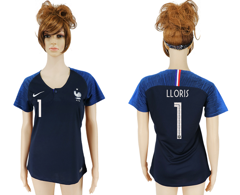 France 1 LLORIS Home Women 2018 FIFA World Cup Soccer Jersey - Click Image to Close
