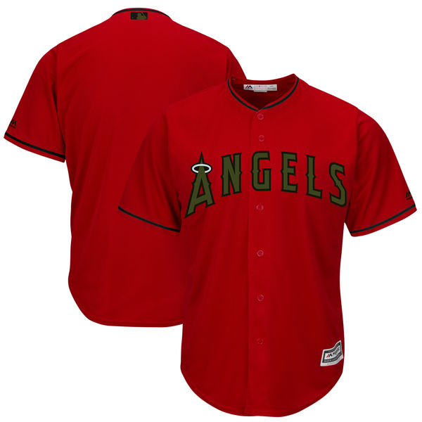 Angels Blank Red 2018 Memorial Day Cool Base Jersey - Click Image to Close