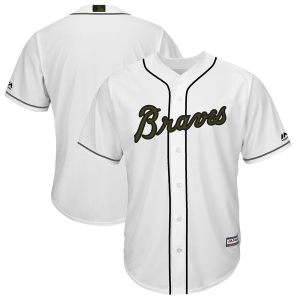 Braves Blank White 2018 Memorial Day Cool Base Jersey - Click Image to Close