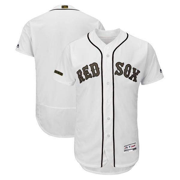 Red Sox Blank White 2018 Memorial Day Flexbase Jersey - Click Image to Close