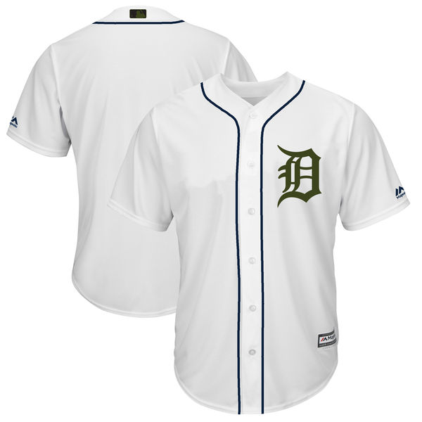Tigers Blank White 2018 Memorial Day Cool Base Jersey