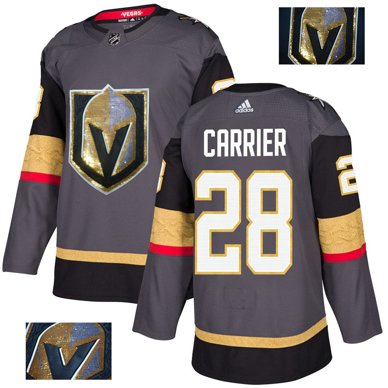 Vegas Golden Knights 28 William Carrier Gray With Special Glittery Logo Adidas Jersey