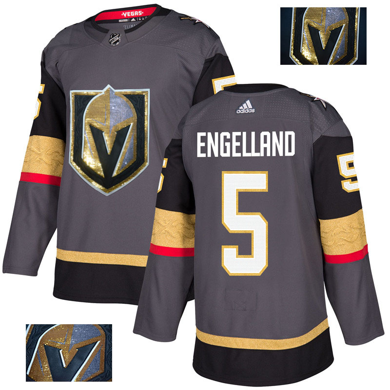 Vegas Golden Knights 5 Deryk Engelland Gray With Special Glittery Logo Adidas Jersey