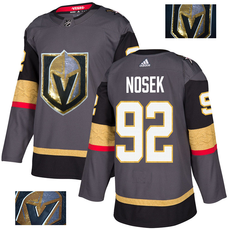 Vegas Golden Knights 92 Tomas Nosek Gray With Special Glittery Logo Adidas Jersey - Click Image to Close