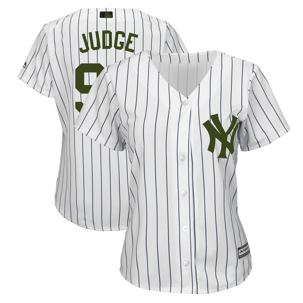 Yankees 99 Aaron Judge White Women 2018 Memorial Day Cool Base Jersey - Click Image to Close