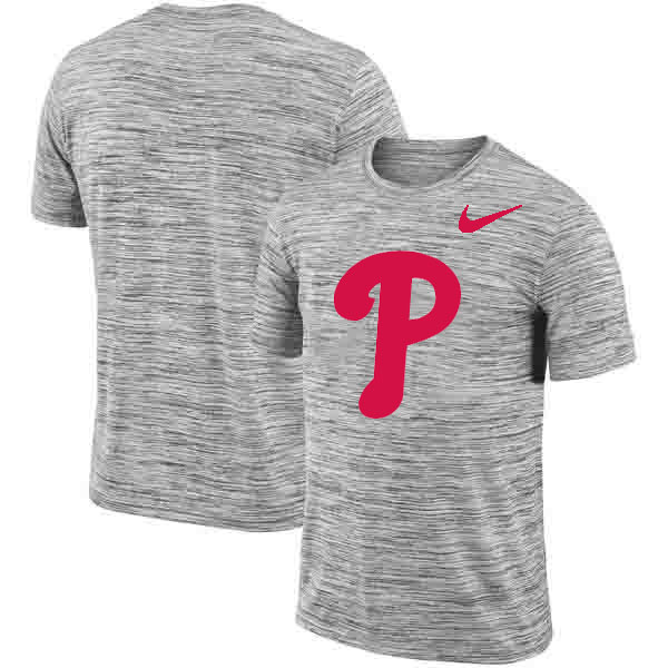 Philadelphia Phillies Nike Heathered Black Sideline Legend Velocity Travel Performance T-Shirt
