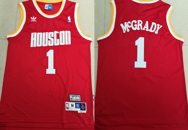 Rockets 1 Tracy McGrady Red Hardwood Classics Jersey