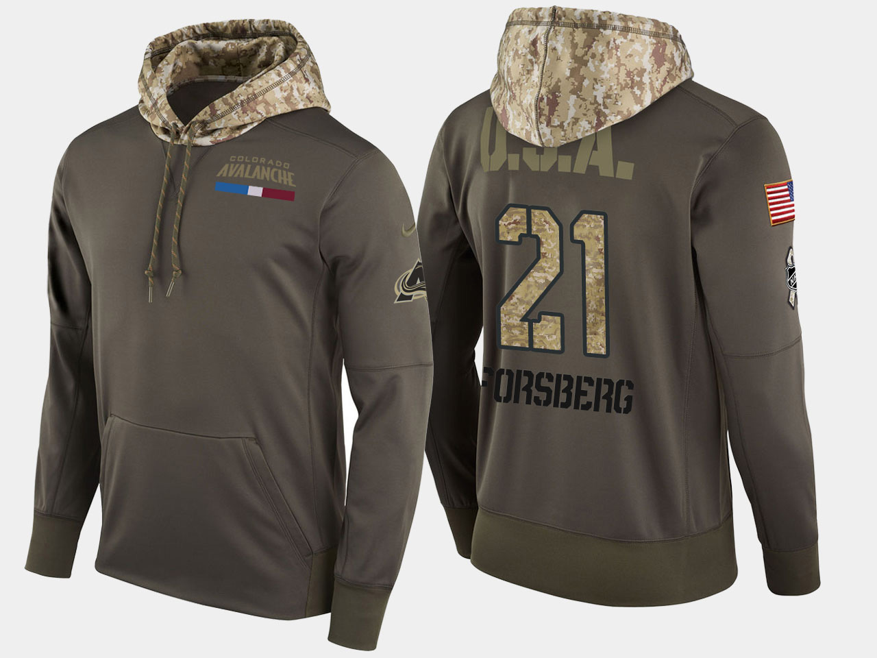 Nike Avalanche 21 Peter Forsberg Retired Olive Salute To Service Pullover Hoodie