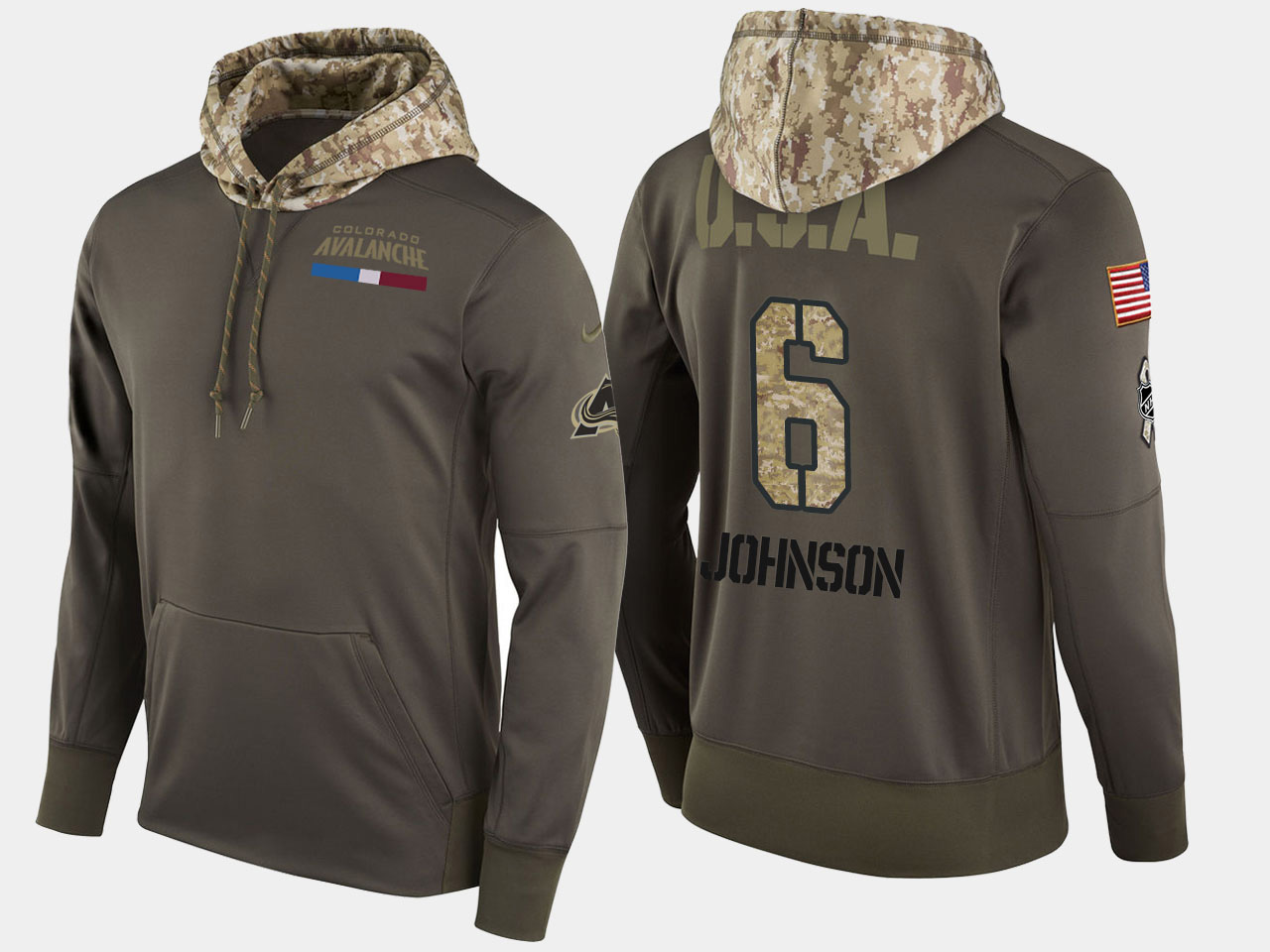 Nike Avalanche 6 Erik Johnson Olive Salute To Service Pullover Hoodie