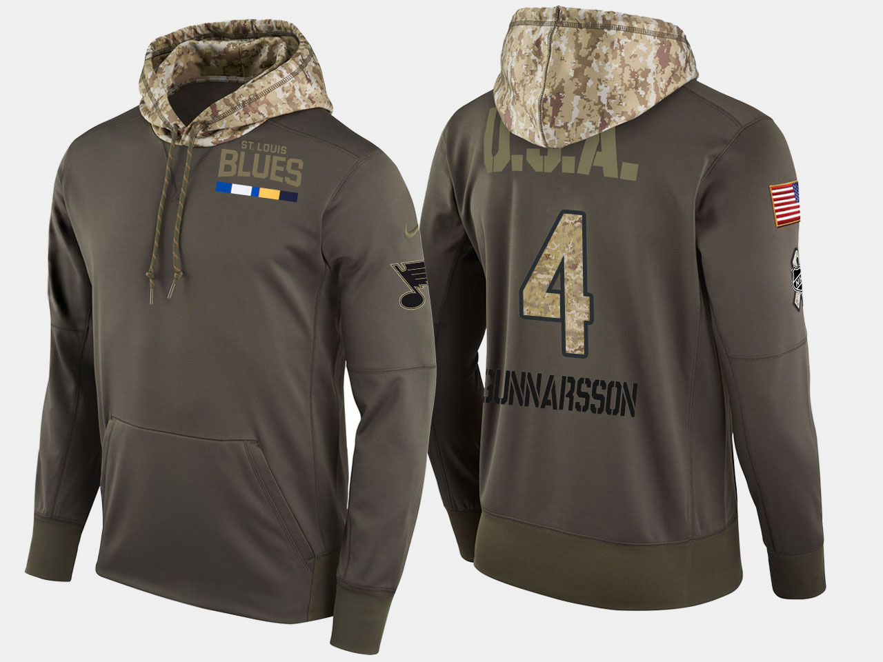 Nike Blues 4 Carl Gunnarsson Olive Salute To Service Pullover Hoodie