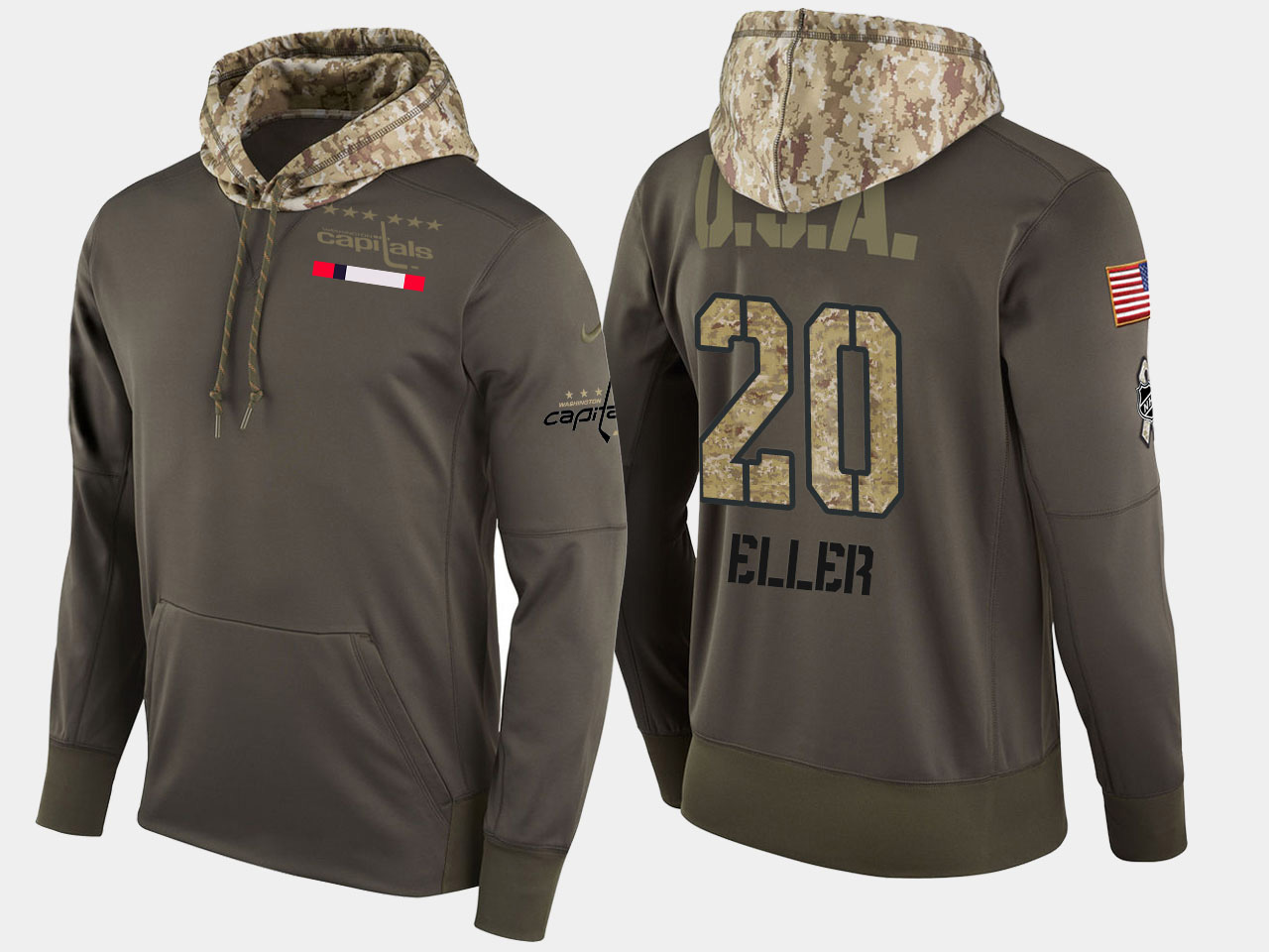 Nike Capitals 20 Lars Eller Olive Salute To Service Pullover Hoodie