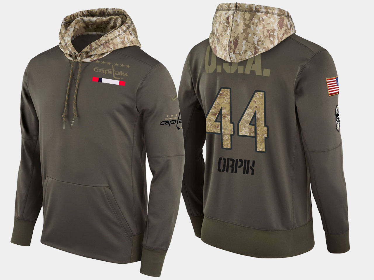 Nike Capitals 44 Brooks Orpik Olive Salute To Service Pullover Hoodie