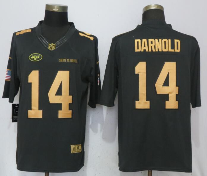 Nike Jets 14 Sam Darnold Gold Anthracite Salute To Service Limited Jersey