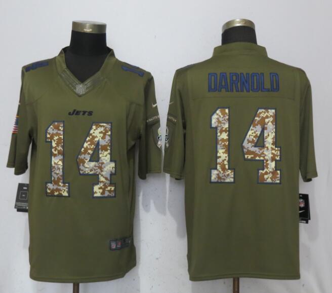 Nike Jets 14 Sam Darnold Green Salute To Service Limited Jersey - Click Image to Close