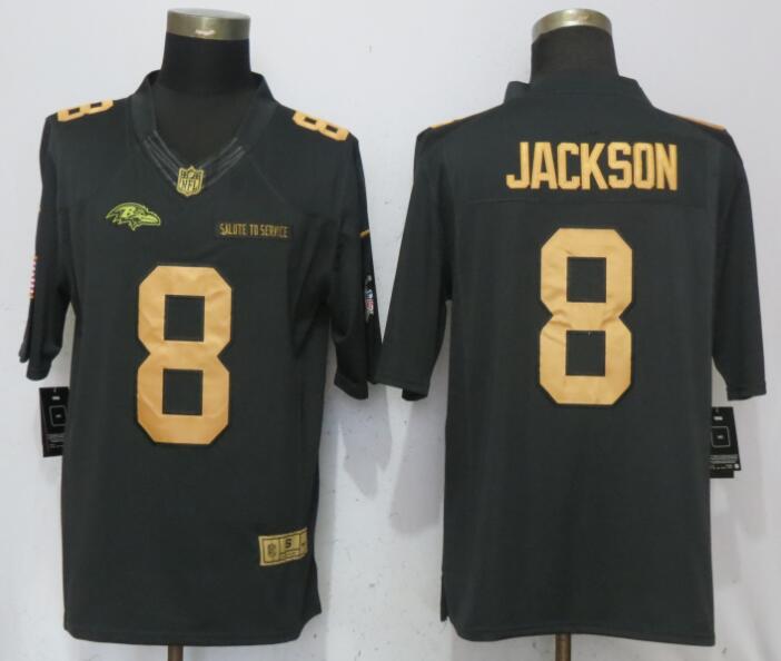 Nike Ravens 8 Lamar Jackson Anthracite Gold Salute To Service Limited Jersey