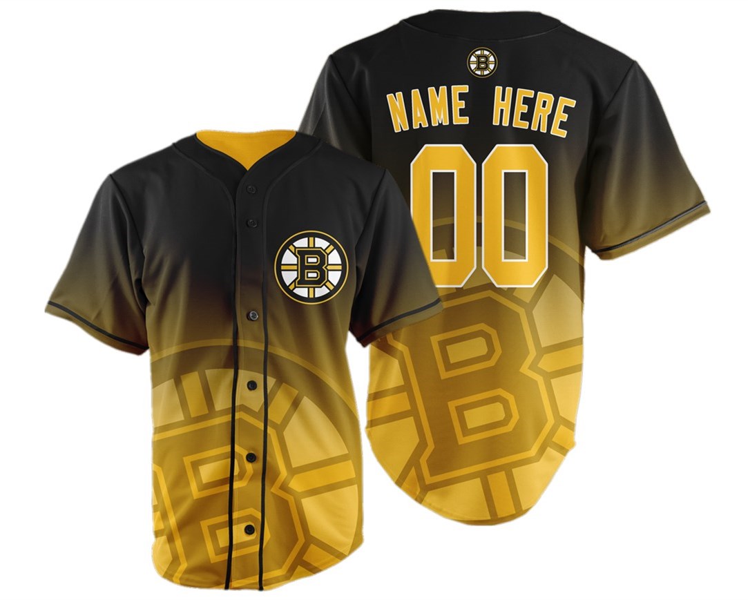 Boston Bruins Big Logo Print Men's All Stitched Customized Jersey