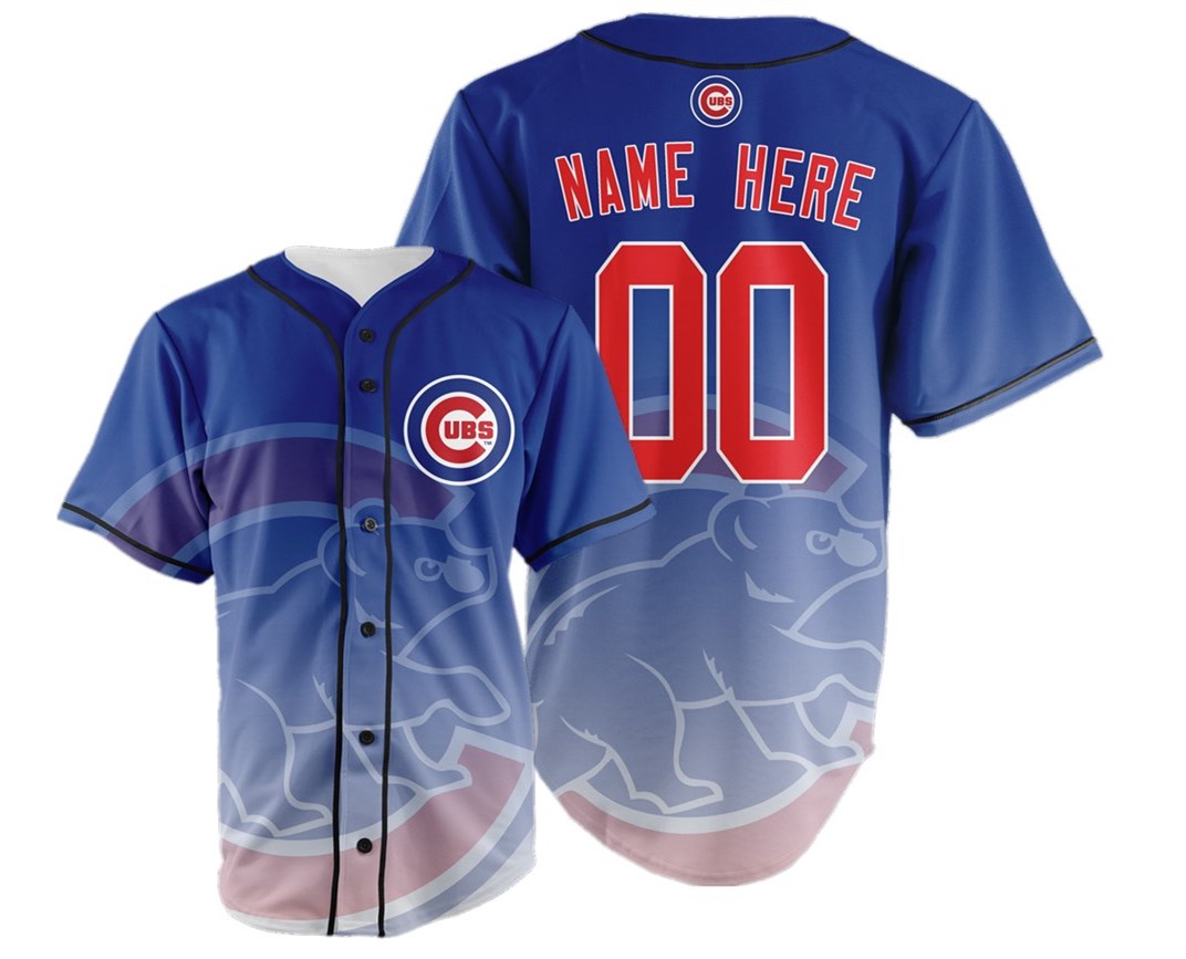 Chicago Cubs Big Logo Print Men's All Stitched Customized Jersey - Click Image to Close