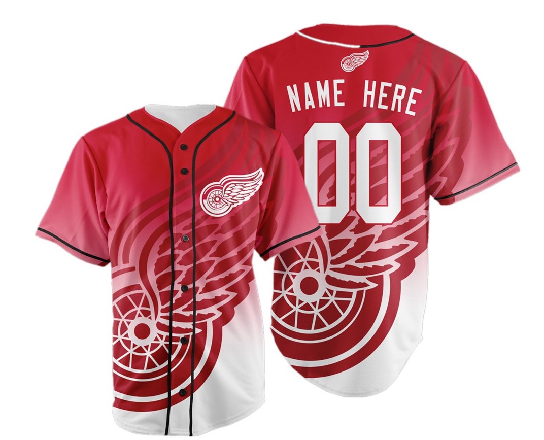 Detroit Red Wings Big Logo Print Men's All Stitched Customized Jersey