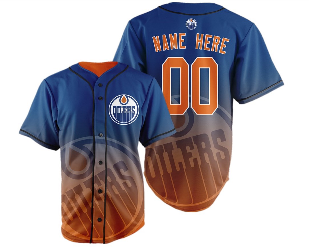 Edmonton Oilers Big Logo Print Men's All Stitched Customized Jersey