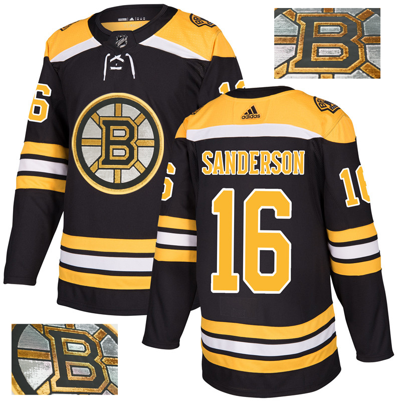 Bruins 16 Derek Sanderson Black With Special Glittery Logo Adidas Jersey