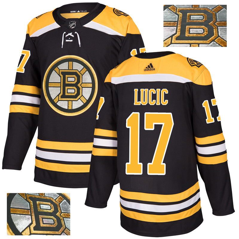 Bruins 17 Milan Lucic Black With Special Glittery Logo Adidas Jersey