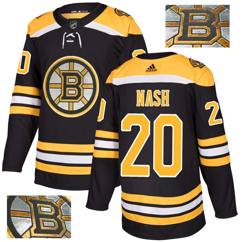 Bruins 20 Rick Nash Black With Special Glittery Logo Adidas Jersey