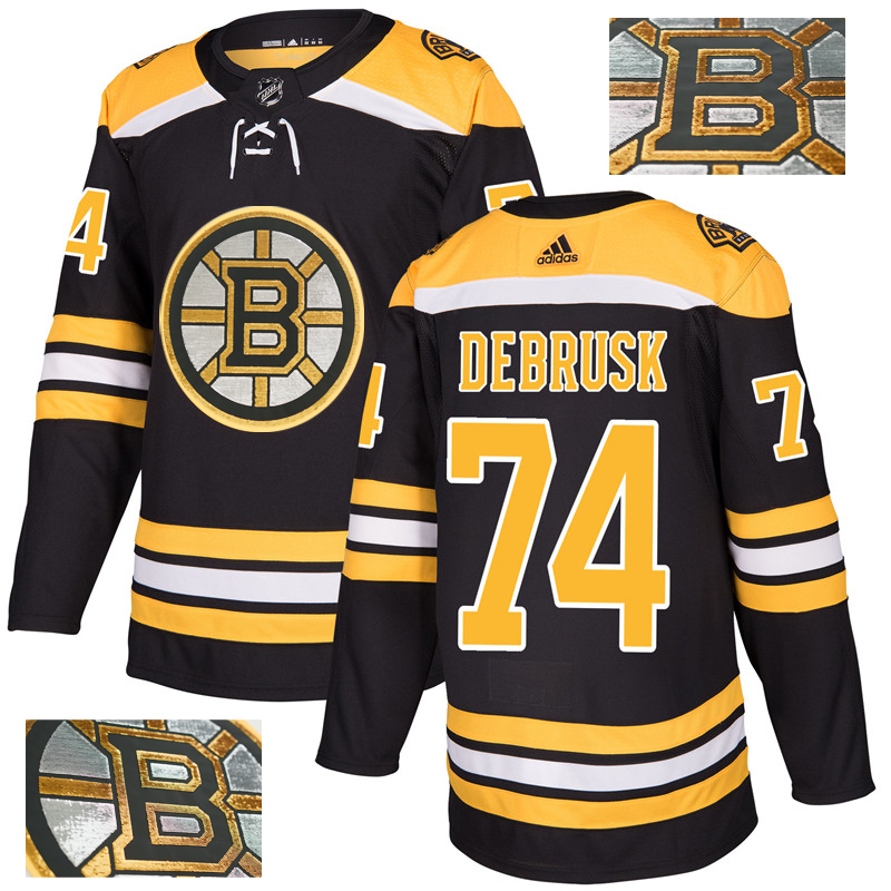 Bruins 74 Jake DeBrusk Black With Special Glittery Logo Adidas Jersey