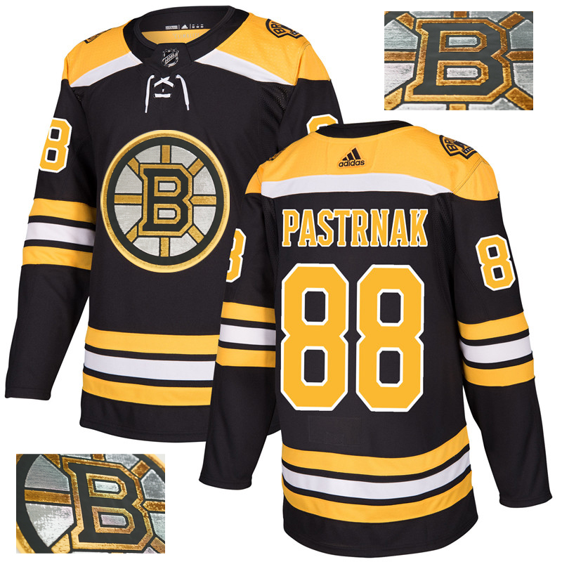 Bruins 88 David Pastrnak Black With Special Glittery Logo Adidas Jersey