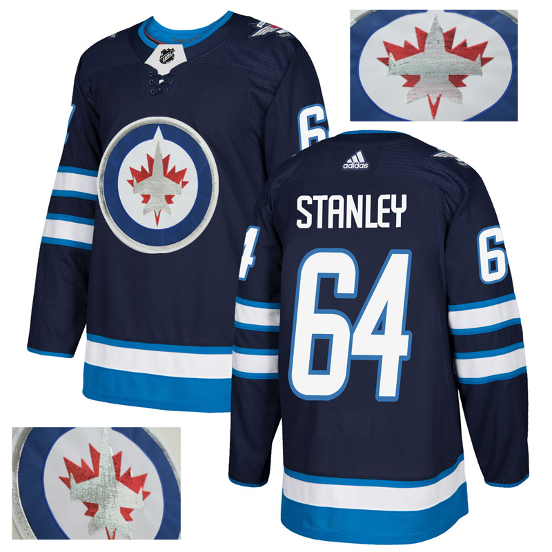 Jets 64 Logan Stanley Navy With Special Glittery Logo Adidas Jersey