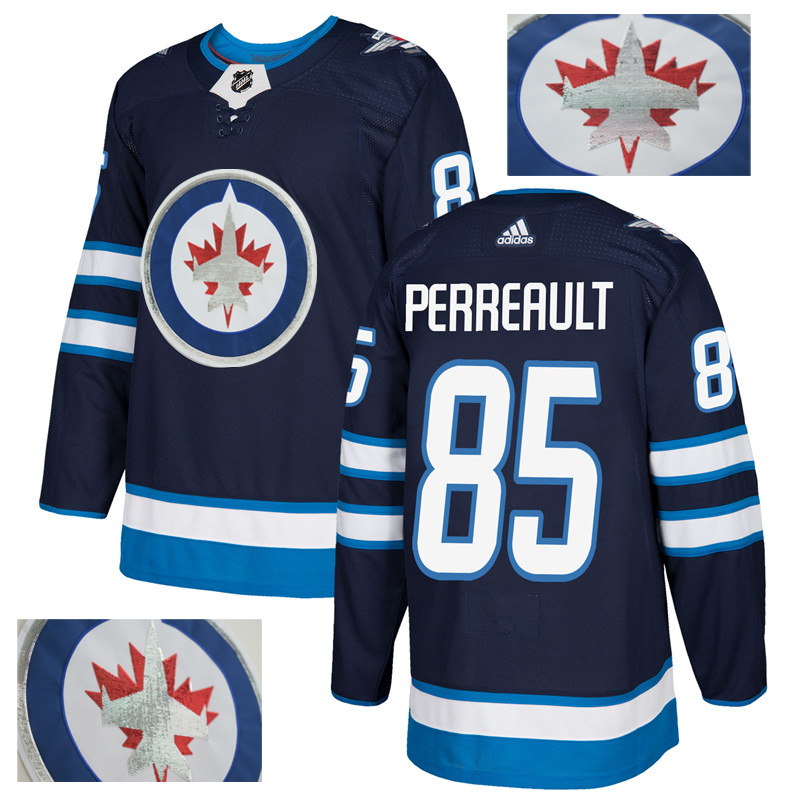 Jets 85 Mathieu Perreault Navy With Special Glittery Logo Adidas Jersey