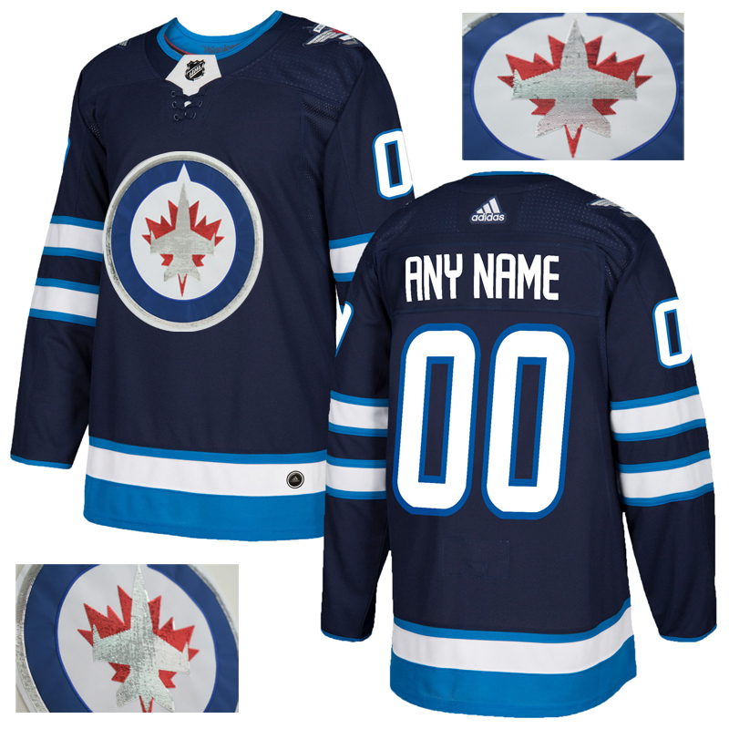 Jets Men's Customized Navy With Special Glittery Logo Adidas Jersey