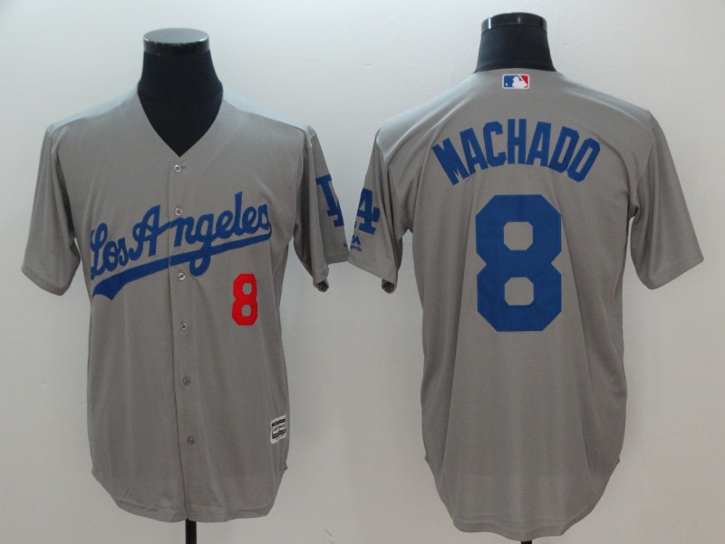 Dodgers 8 Manny Machado Gray Cool Base Jersey