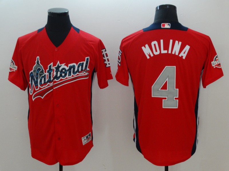 National League 4 Yadier Molina Red 2018 MLB All-Star Game Home Run Derby Jersey