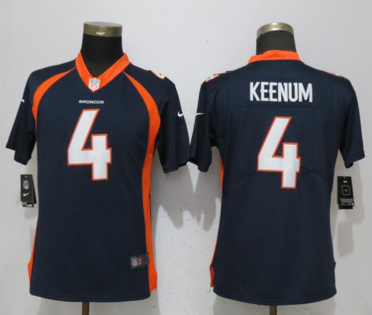 Nike Broncos 4 Case Keenum Navy Women Vapor Untouchable Limited Jersey