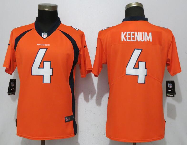 Nike Broncos 4 Case Keenum Orange Women Vapor Untouchable Limited Jersey