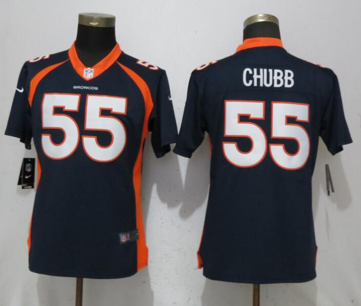 Nike Broncos 55 Bradley Chubb Navy Women Vapor Untouchable Limited Jersey