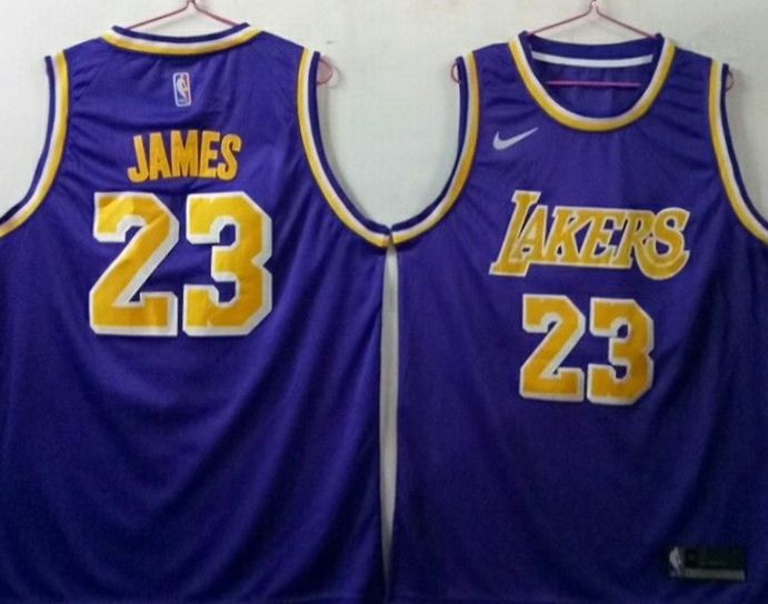 Lakers 23 Lebron James Purple Nike Swingman Jersey