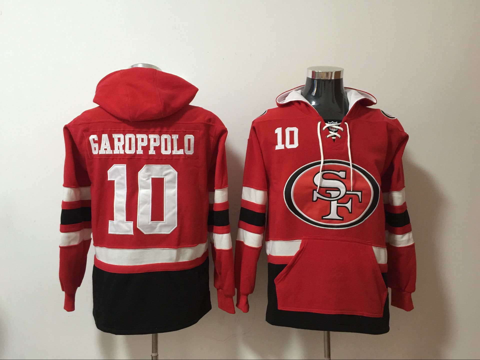Nike 49ers 10 Jimmy Garoppolo Red All Stitched Hooded Sweatshirt