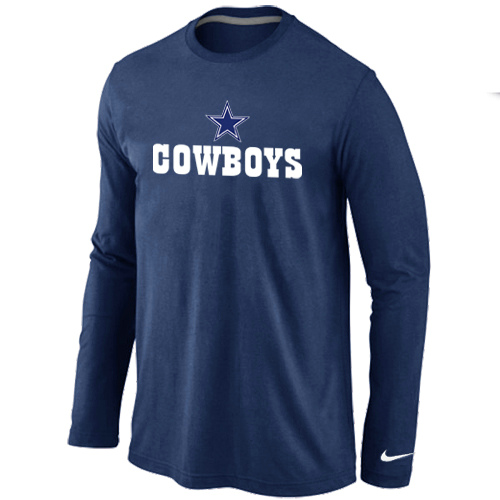 Nike Dallas Cowboys Authentic Logo Long Sleeve T-Shirt D.Blue