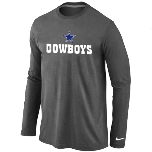 Nike Dallas Cowboys Authentic Logo Long Sleeve T-Shirt D.Grey