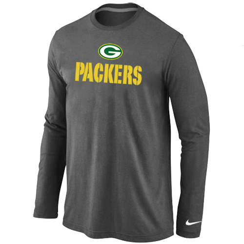 Nike Green Bay Packers Authentic Logo Long Sleeve T-Shirt D.Grey