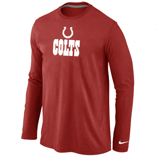Nike Indianapolis Colts Authentic Logo Long Sleeve T-Shirt Red - Click Image to Close