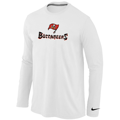 Nike Tampa Bay Buccaneers Authentic Logo Long Sleeve T-Shirt White - Click Image to Close