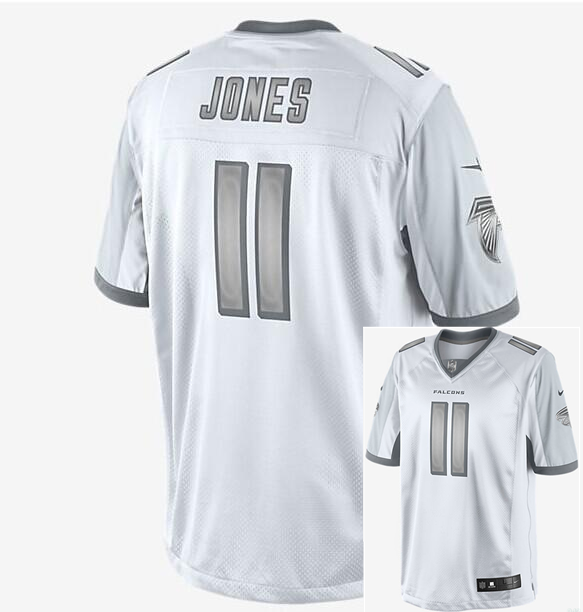 Nike Falcons 11 Jones White Platinum Jerseys