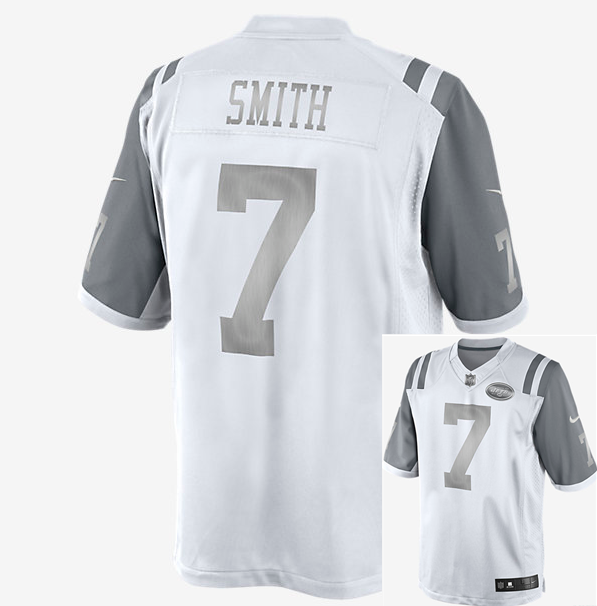 Nike Jets 7 Smith White Platinum Jerseys