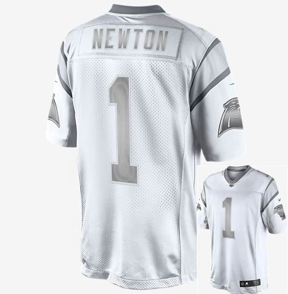 Nike Panthers 1 Newton White Platinum Jerseys
