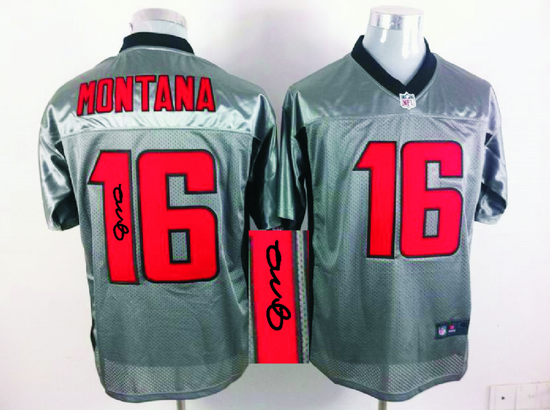 Nike 49ers 16 Montana Grey Shadow Signature Edition Jerseys