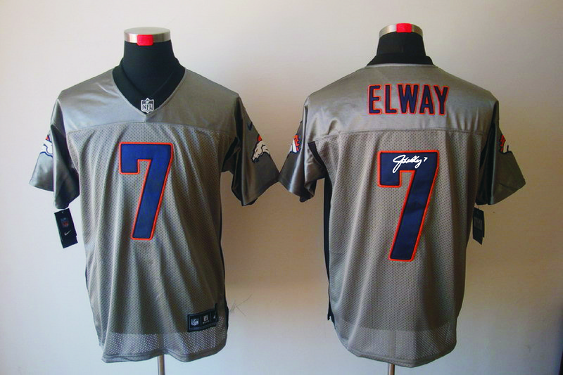 Nike Broncos 7 Elway Grey Shadow Signature Edition Jerseys