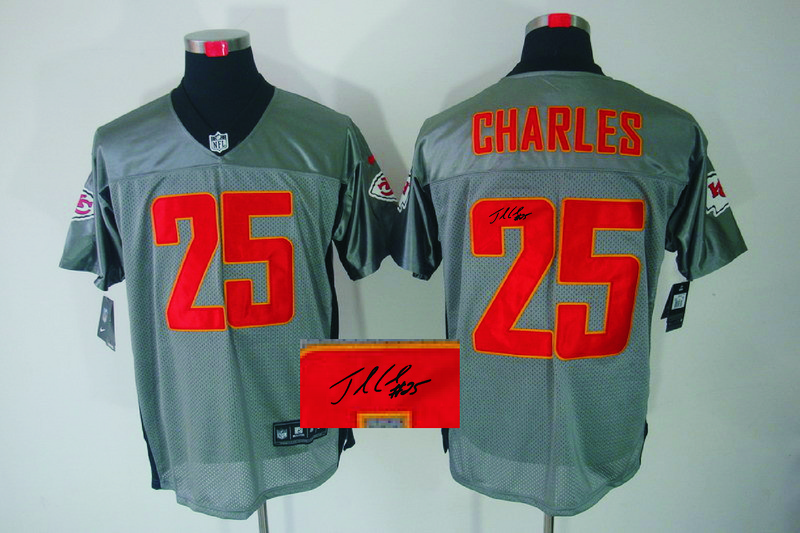 Nike Chiefs 25 Charles Grey Shadow Signature Edition Jerseys