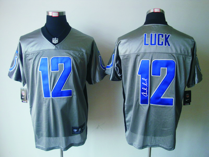 Nike Colts 12 Luck Grey Shadow Signature Edition Jerseys